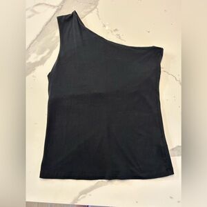 Cuyana Black One-Shoulder Top